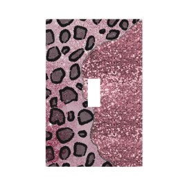 YIJIKJY Decorative Light Switch Plate Covers Pink Leopard Glitter Diamonds Texture 1 Gang Light Switch Cover Plate Single Toggle Wall Plate Outlet Covers Faceplate for Bedroom Home Decor