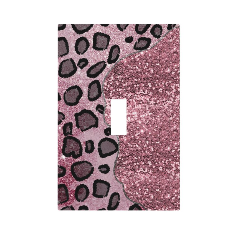 YIJIKJY Decorative Light Switch Plate Covers Pink Leopard Glitter Diamonds