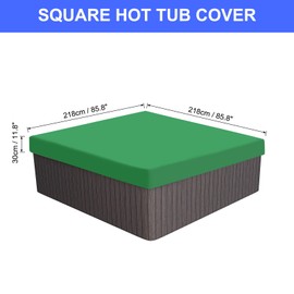 PATIKIL 85.8x85.8x11.8 inch Square Hot Tub Cover, 210D Oxford Waterproof Dustproof SPA Cover Protector Patio Furniture Covers for Hot Tub Outdoor Indoor, Green