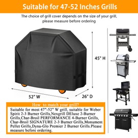 Aoretic Grill Cover, 52 inch Heavy Duty BBQ Gas Grill Cover for Outdoor Grill, Charbroil Grill Cover Barbecue Waterproof for Weber Char-Broil Monument, Dyna-glo Nexgrill T-Spun Polyester