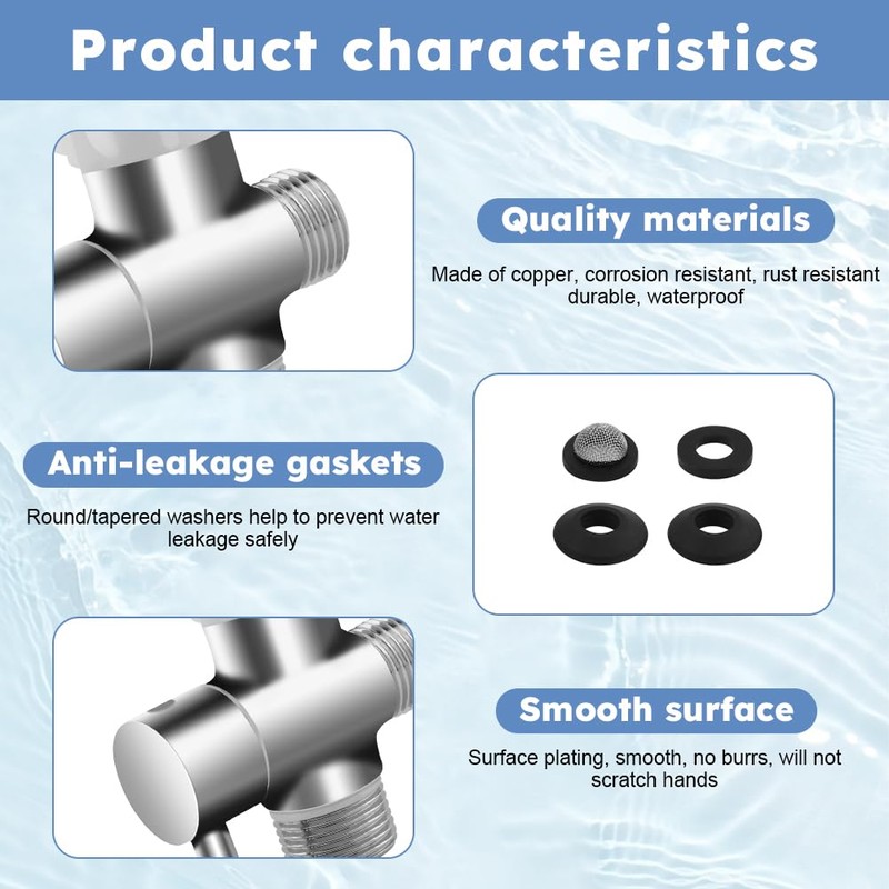 Bidet T Adapter, Leakproof 3 Way Tee Connector Bidet Attachment