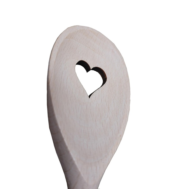Wooden World 10 Wooden Spoons Love Heart Shape Beech Wood