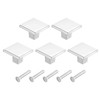 Sourcing Map 5Pcs Square Cabinet Knobs, 1.2 Inch Silver Aluminum