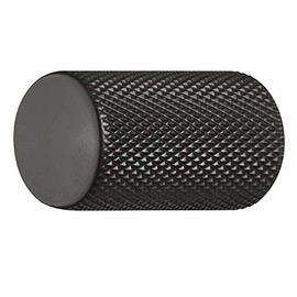 Gedotec King Furniture Handle Black Matt Anodised Aluminium Furniture Knob Vintage Ribbed Cabinet Knob Diameter 17 mm Round 1 Piece Door Knob with Threaded Screws