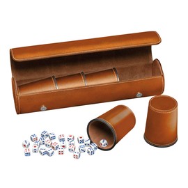 Philos 7996 Dice Cups Set of 5 with Case Brown with 25 Dice