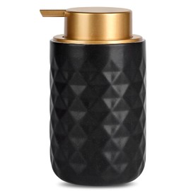 LALA DOLCE Foam Dispenser - Hand Pump Dispenser Foaming Soap Dispenser Ceramic Dish Liquid Dispenser for Kitchen Bathroom Hand Wash Bottle (13.5oz/400ml Black)