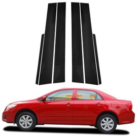 Bilisin Door Pillar Posts Trim Kit Compatible with Toyota Corolla 2003-2008 Exterior Accessories, Anti Scratched Glossy Black Center Side Window Molding Cover Stickers (6Pcs)