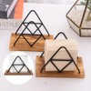 DACUAN Geometric Metal Wire & Solid Wood Triangle Napkin Holder