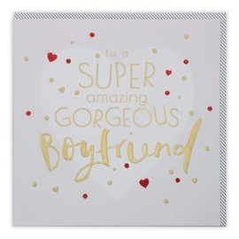 Clintons: Boyfriend Gold Type & Large Heart Birthday Card, 159x159mm 1166172 multi