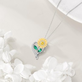 LWQQWL Sunflower Fidget Necklace 925 Sterling Silver You Are My Sunshine Pendant Anxiety Rotatable Jewelry Gifts for Women