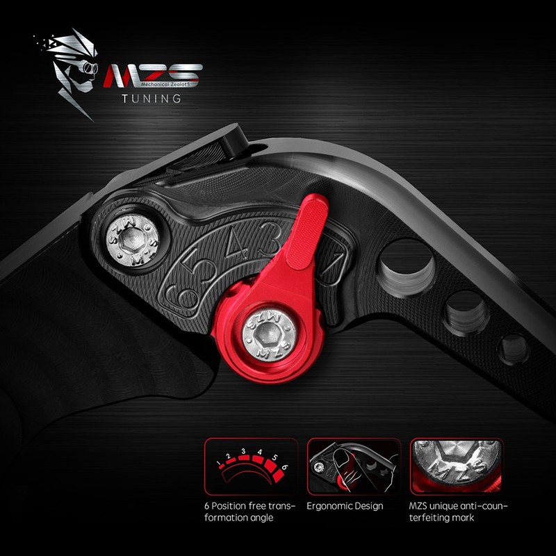 MZS Black Motorcycle Brake Clutch Levers Adjustable Short CNC Compatible