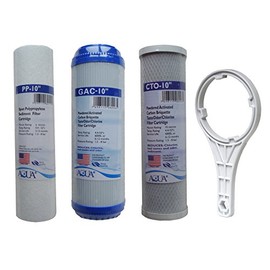 Universal Reverse Osmosis RO Replacement Set of 3 filter cartridges : Sediment, GAC, CTO Carbon Block for undersink RO. 3 Pk. Size: 10"x2.5"