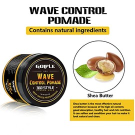 Pomada de ondas naturales para hombres, agarre fuerte, fcil de lavar, crema para el cabello de entrenamiento de ondas 360, grasa de ondas para...     