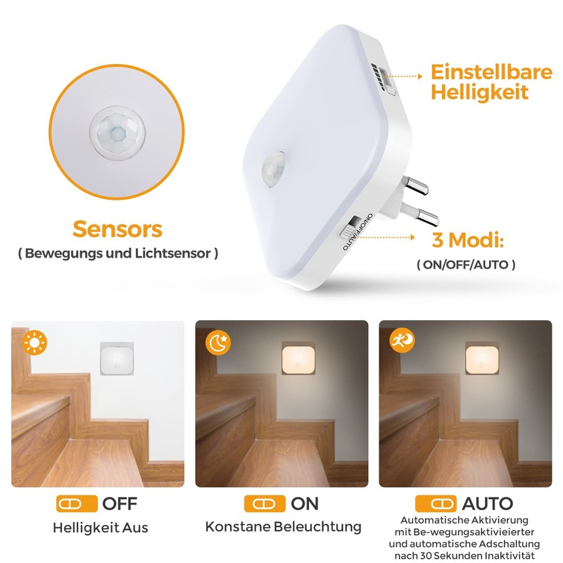 mohigher Night Light with Motion Sensor, LED Night Light Socket