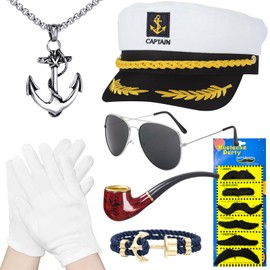 SOETDERT Yacht Captain Hat Captain Hat Costume Set, Adjustable Captain's Hat, Sailor Hat, Sunglasses, Marine Hat Captain Accessories for Carnival Theme Party Cosplay