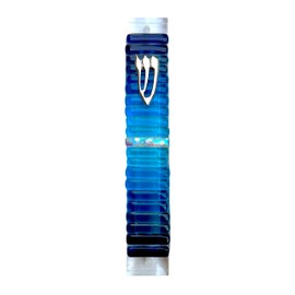 My Glass Expressions Jewish Mezuzah Premium Glass Mezuzah Case House Blessing – Exquisite Handmade Craftsmanship Mezuzah Scroll Not Included (Blue, April Sky)