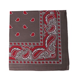 Motique Accessories Two Tone Single Bandana (Brown Red White)