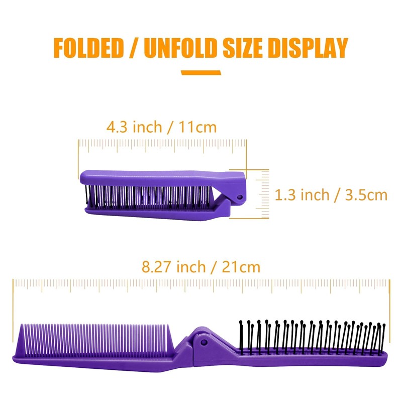 Qjaiune Hair Comb, 6PCS Travel Foldable Plastic Brush Comb Portable
