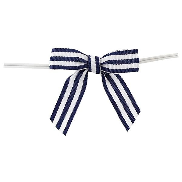 Reliant Ribbon 5160-945-03C Grosgrain Stripes Twist Tie Bows Bows, 5/8