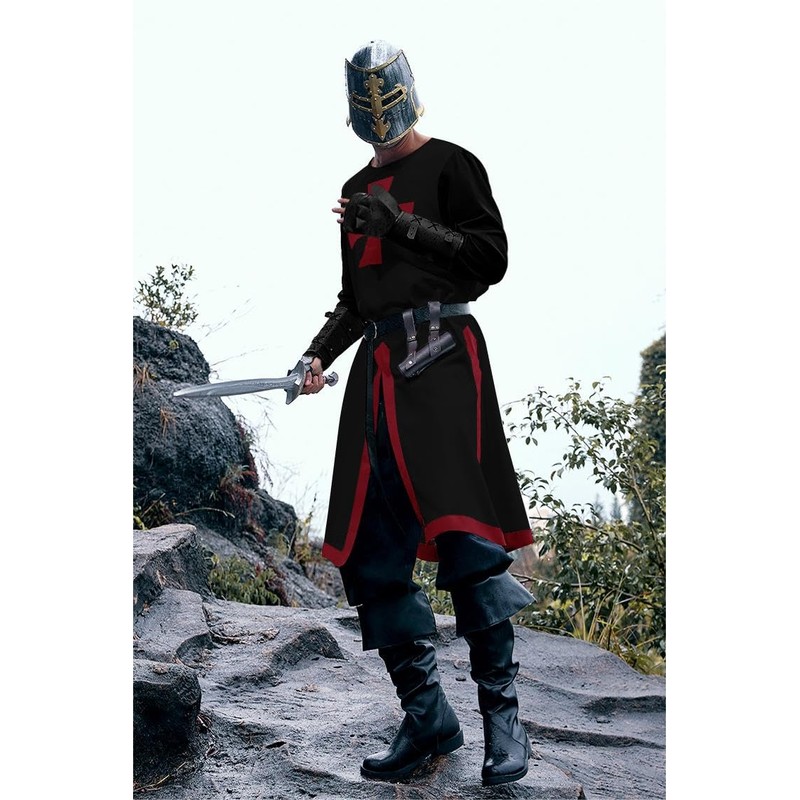 Runcati Mens Medieval Crusader Knights Tunic Renaissance Warrior Templar Cosplay