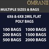 Multiple Sizes Clear Flat Poly Bags, 2Mil 6" X 8"