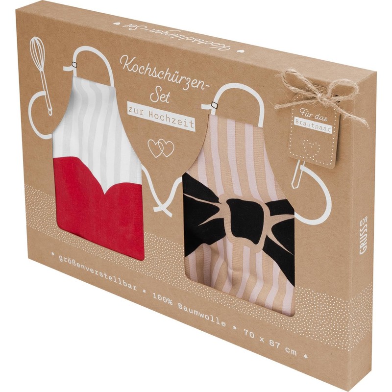 GRUSS & CO Apron Set with Saying "Bessere Hälfte" |