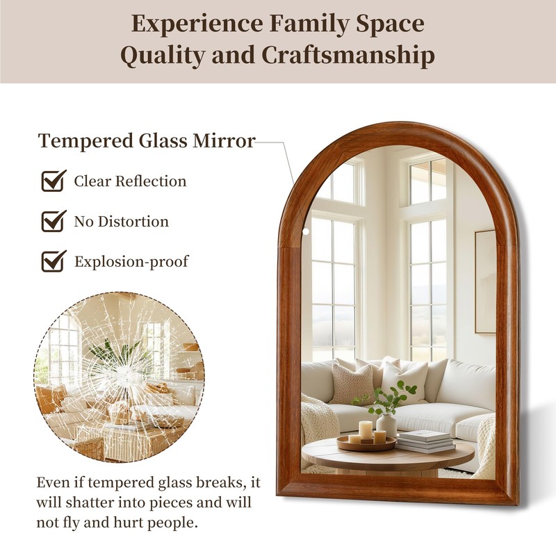 Tanmicoshomy Wood Bathroom Mirror 24x36 Inch,Rustic Wall Mirrors with Shatter-Proof