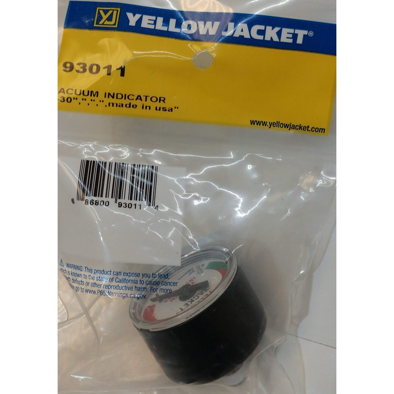 Yellow Jacket 93011 0-30" Vacuum Gauge for SuperEvac Vacuum Pump