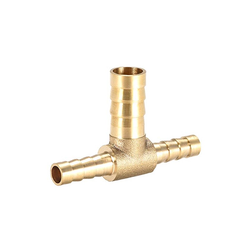 sourcing map Tee Brass Barb Fitting Reducer 3 Way, Fit