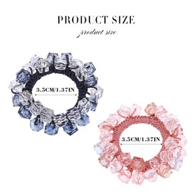 Zoestar Hair Ties 2 Pcs Crystal Hair Scrunchies Elastic Hair Ropes Ponytail Holder Fashion Hair Accessories for Women and Girls (B)