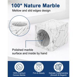 CABALAY Marble Pencil Pen Holder for Desk, Multi-Functional Pen Cup Pencil Holder for Office School Supplies Storage, Makeup Brush Holder for Home and Office (Cuboid-White)