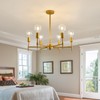 ASGYISA 6-Light Sputnik Chandelier Modern Gold Metal Semi Flush Mount
