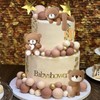 Decoración para tartas de oso con letras de bebé, decoración