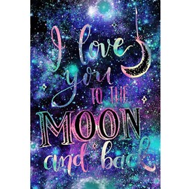 DIY 5D Diamond Painting by Number Kits, Crystal Rhinestone Diamond Embroidery Paintings Pictures Arts Craft for Home Wall Decor & Relaxation (I Love You to The Moon and Back,30 * 40cm)
