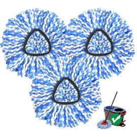Spin Mop Replacement Head, 3 Pack Mop Heads Replacements for Rinseclean 2-Tank System, Deep Cleaning, Microfiber & Machine Washable
