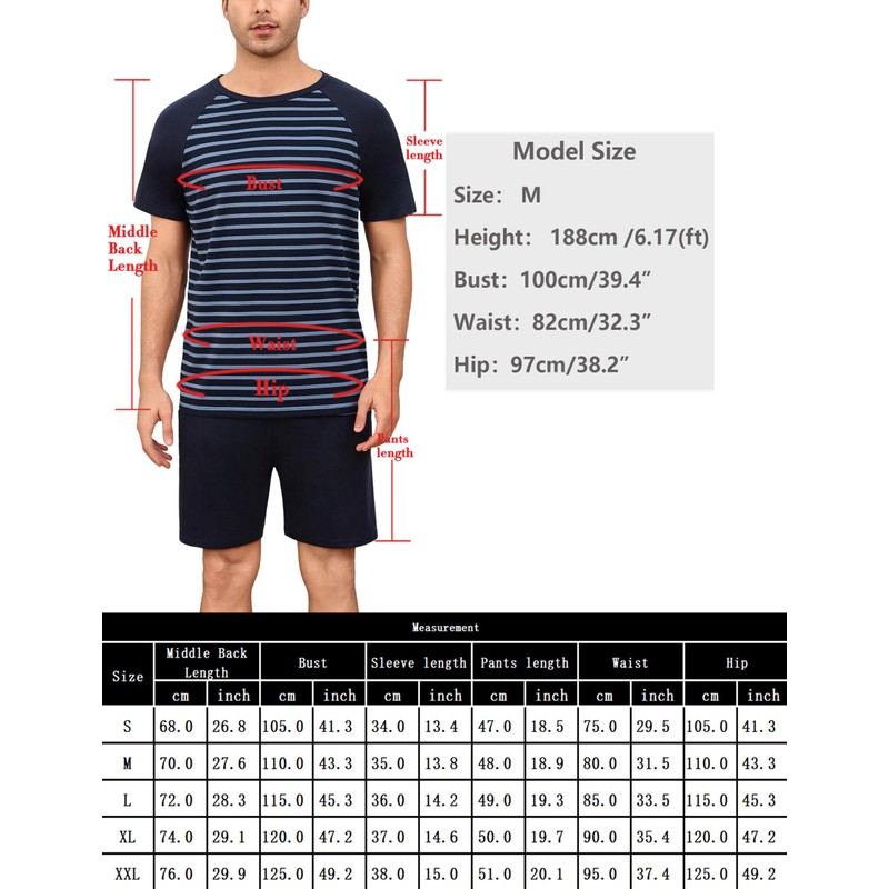 Bresdk Men's Two-Piece Pyjamas, Short Summer Sleepwear, Gifts for Men,