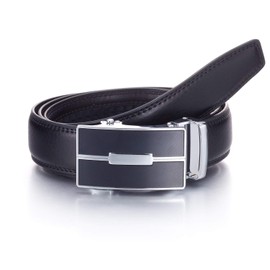 YEHMAN Men's Ratchet Automatic Leather Belt without Holes with Automatic Clasp 3 cm Width Adjustable Size for Men, 505 Black