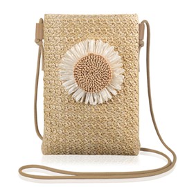 Iridsmole Straw Bag for Women, Straw Crossbody Phone Bag, Beach Bags for Women, Summer Handbags for Womens, Bohemian Crossbody Shoulder Bags for Girls Ladies Holiday Travel Beach Seafront