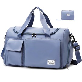 Hoseay Sports Bag Women's Men's Travel Bag with Shoe Compartment & Wet Compartment Large Foldable Gym Bag Waterproof Swimming Bag Lightweight Training Bag Boys Girls Duffel Bag for Sports Fitness