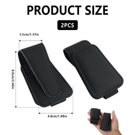 2 Packungen Schwarz Brillenhalt Brillenhalter für Auto Sonnenblende Magnetisch Leder Sonnenbrillenhalter, Brillenclip und Kartenhalter, Platzsparende Aufbewahrung für Brillen, Tankkarten, Tickets