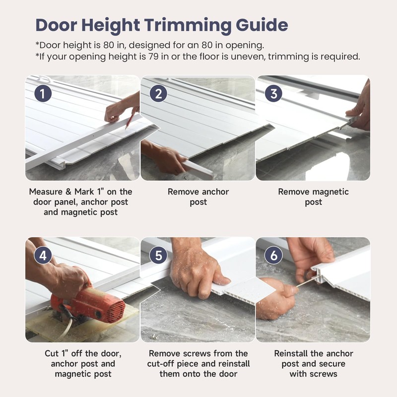 DIYHD 34X80in Accordion Door, White Double-Layer PVC Folding Interior Door