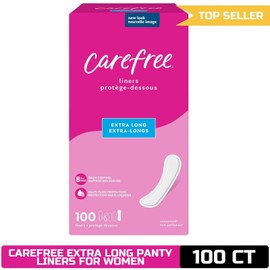 Carefree Panty Liners for Women, Extra Long, Unscented, 100ct - Daily Liners for