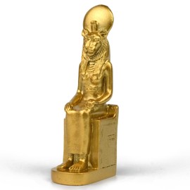 TRANGSOOG - Estatua de la diosa egipcia Sekhmet sentada en el trono mini, 3.8 pulgadas de alto, colección dorada