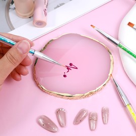 LIQWEI Maniküre Gemalt Palette mit 5 Nagel bürsten, Harz Nagel Kunst Palette, Nail Art Dotting Tools Nagelpinsel Nail Art Make Up Paletten Nagelmalerei Display Fach für DIY Nail-Art Design