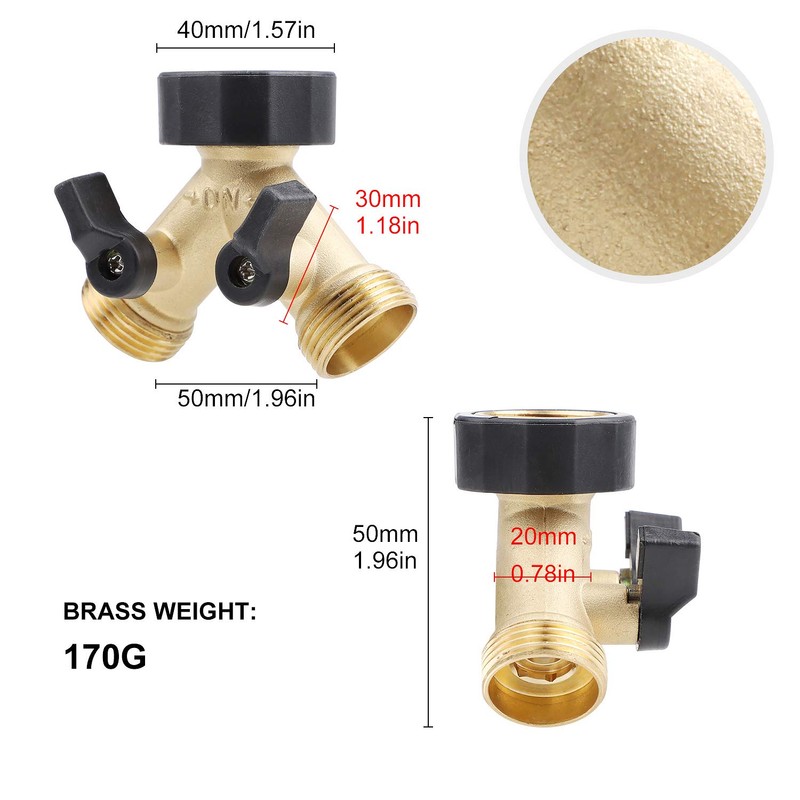CPROSP 2-Way Y-Splitter 3/4 Inch Brass for Inlet Hoses with