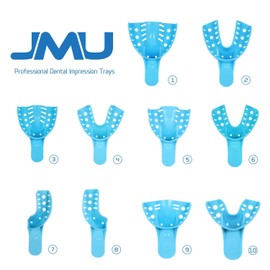 JMU Dental Impression Tray,Bag of 12 Perforated Disposable Trays,1 Large Upper