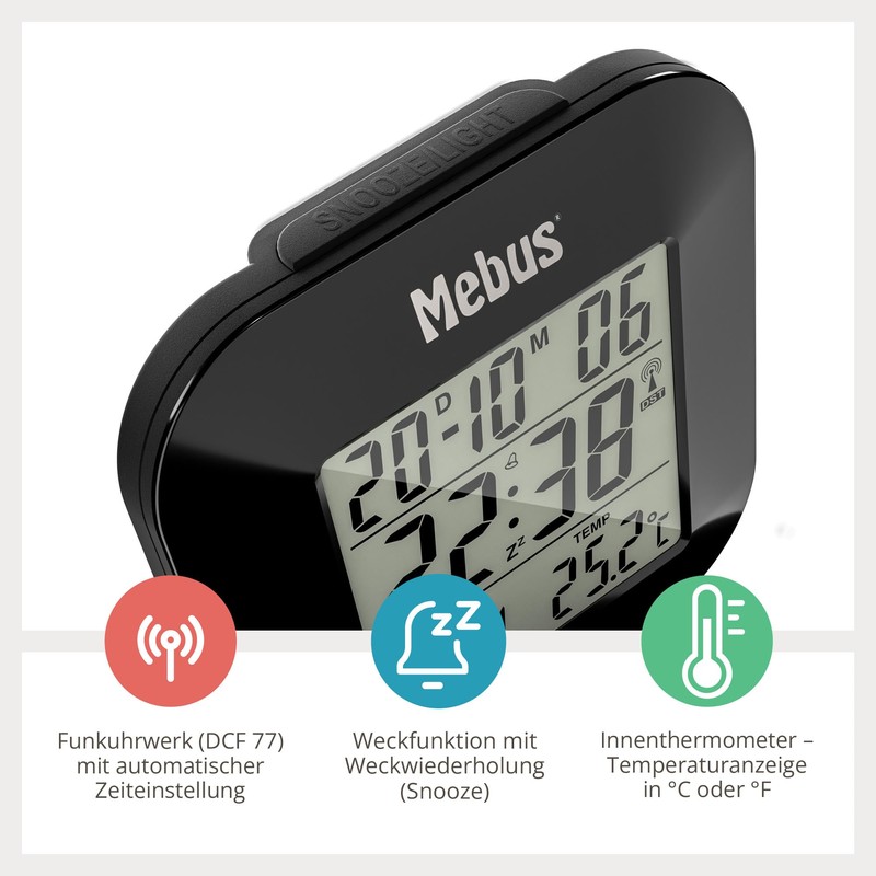 Mebus 51510 Funk alarm clock black