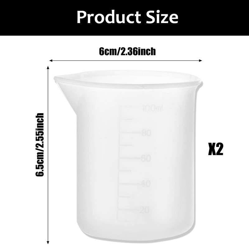 2pcs 100ml Graduated Beaker Clear Plastic Measuring Cup,Multipurpose Transparent Lab