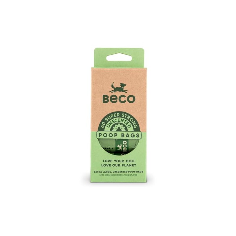 Beco Poop Bags Unscented with Handles x 60 bags