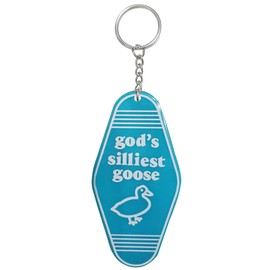 iMagitek God's Silliest Goose Keychain Funny Keyring Gag Novelty Gift for Women Men Girls Boys